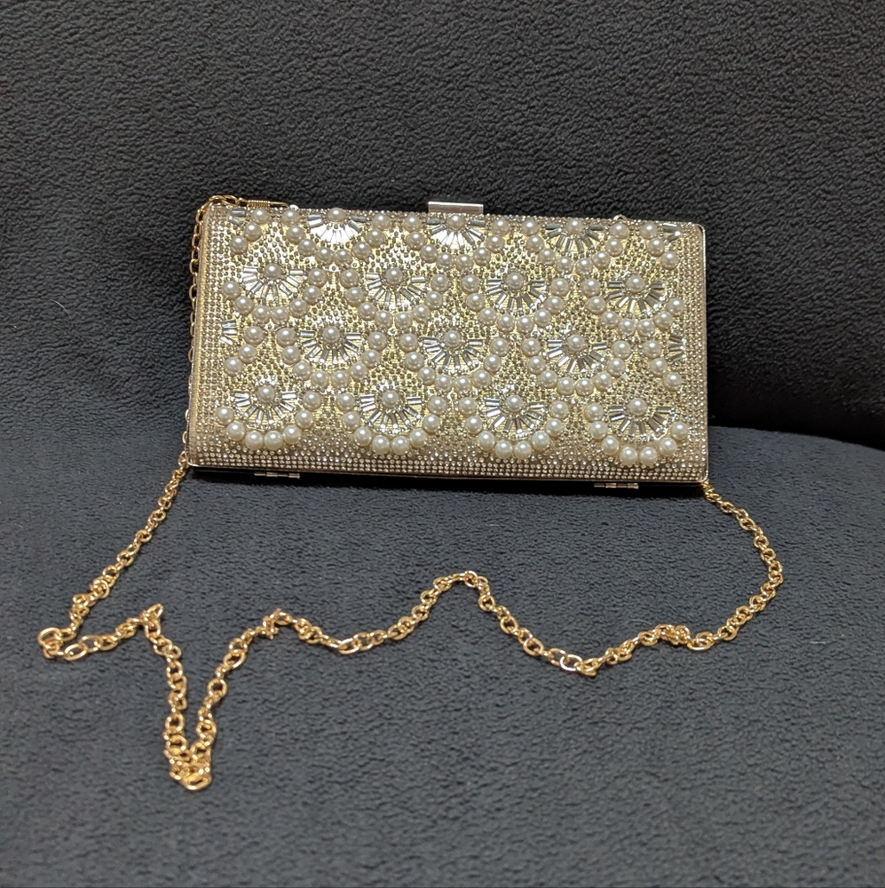 Pearl, Rhinestone & Mirror Glass Clutch